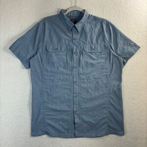 Kuhl Airspeed Shirt Men M Blue Short Sleeve Vented Button Hiking Fishing Outdoor